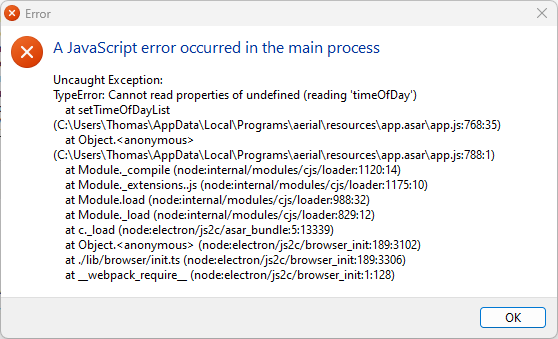 Javascript error on app open · Issue #108 · OrangeJedi/Aerial · GitHub
