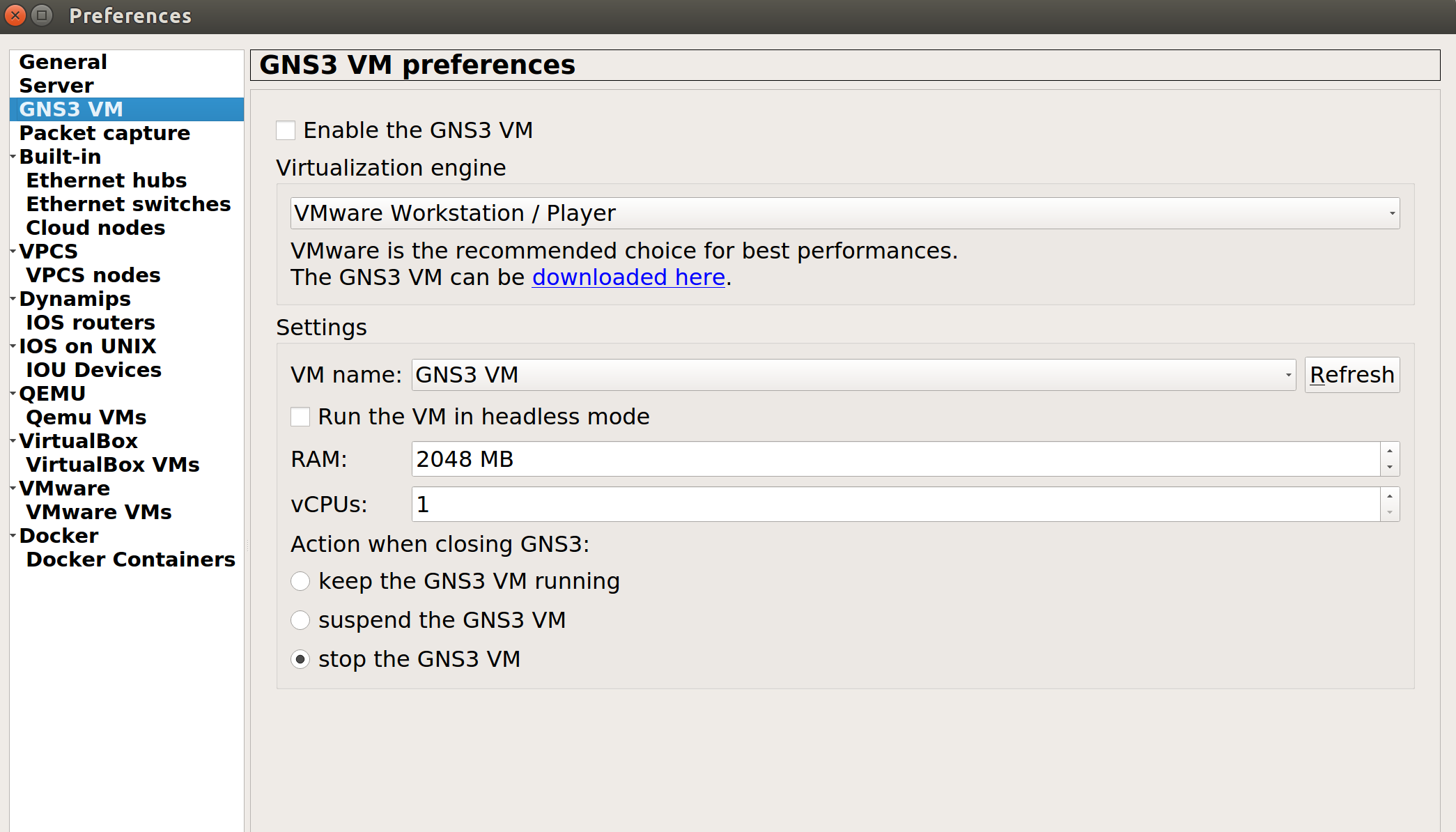 can39t connect to gns3 vm