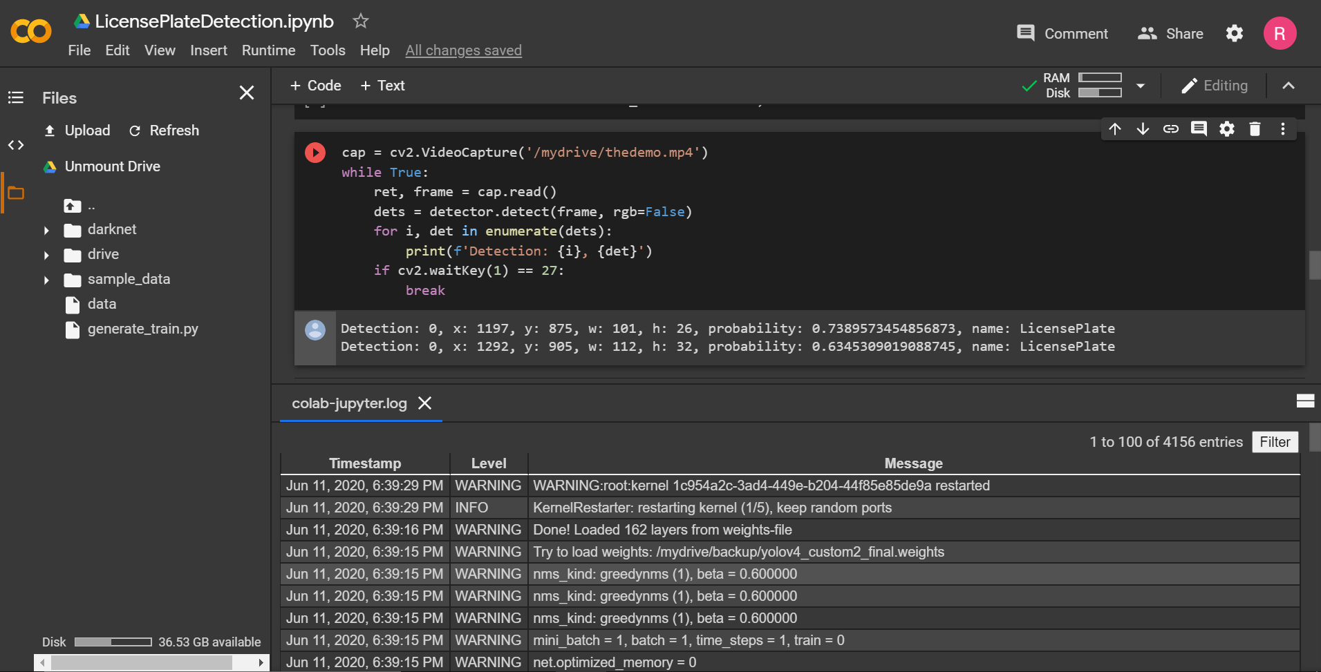 Google colab keeps on crashing while using pyyolo. · Issue #1325 ...