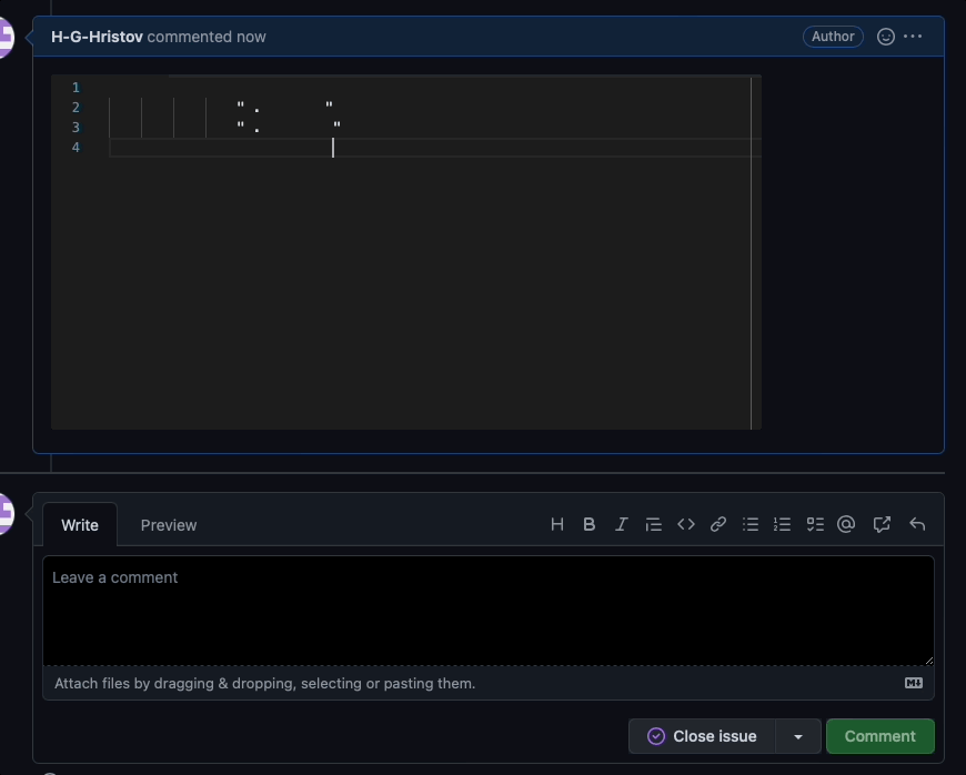 Typing in multiple space characters between quotes inserts a dot