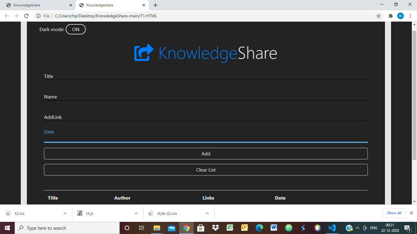 creating dark mode · Issue #36 · tejaswini22199/KnowledgeShare · GitHub