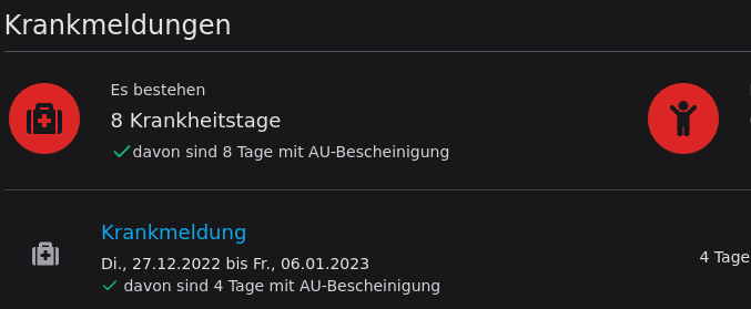 Summe der Jahres-Krankheitstage bei Krankheit über den Jahreswechsel