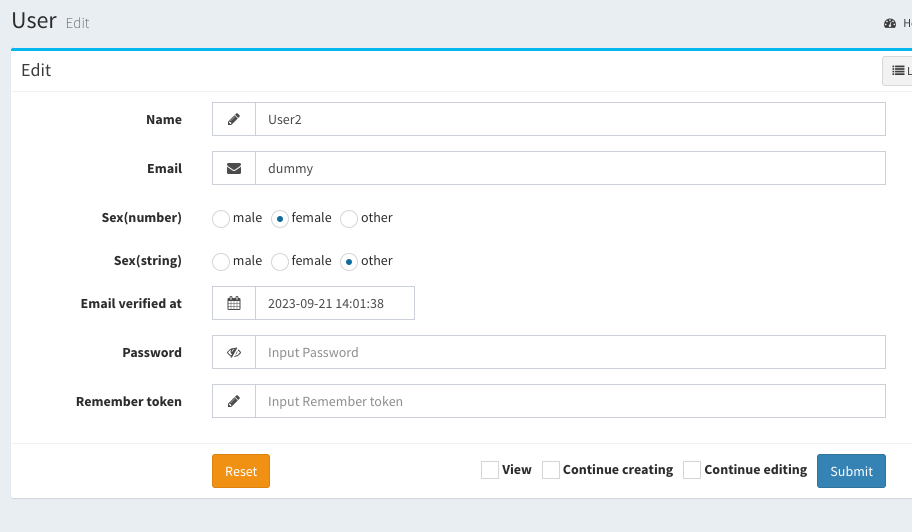 In update form Radio buttons and select inputs are not being selected