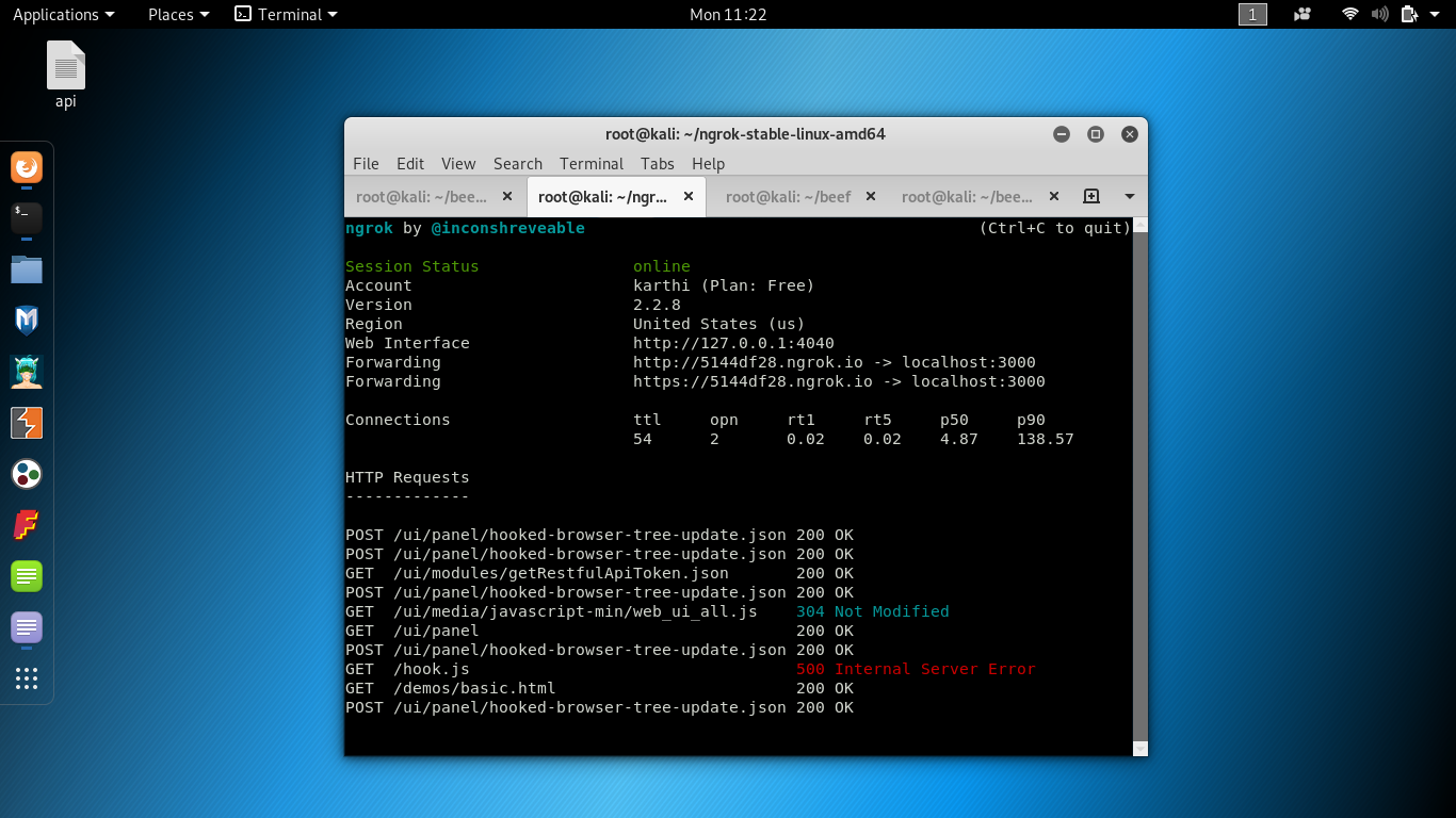 hook.js works fine on kali linux browser over wan (GET 200) , But in my