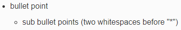 Markdown sub bullet points syntax has changed (⇒ breaking old content ...
