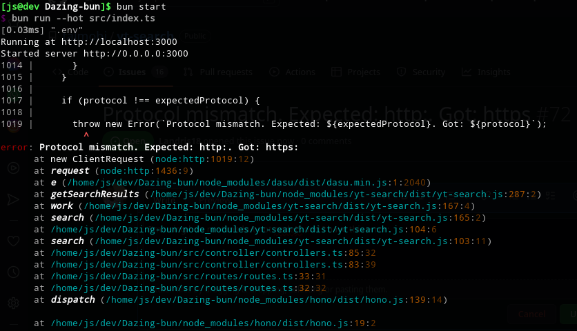 Protocol mismatch. Expected: http:. Got: https: · Issue #2415 · oven-sh ...