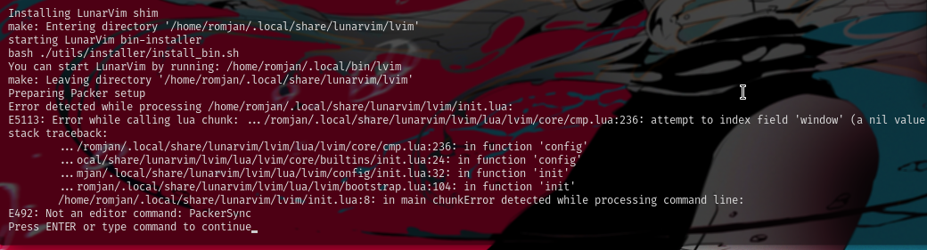 Problem with update/install lunarvim · Issue #2471 · LunarVim/LunarVim ...