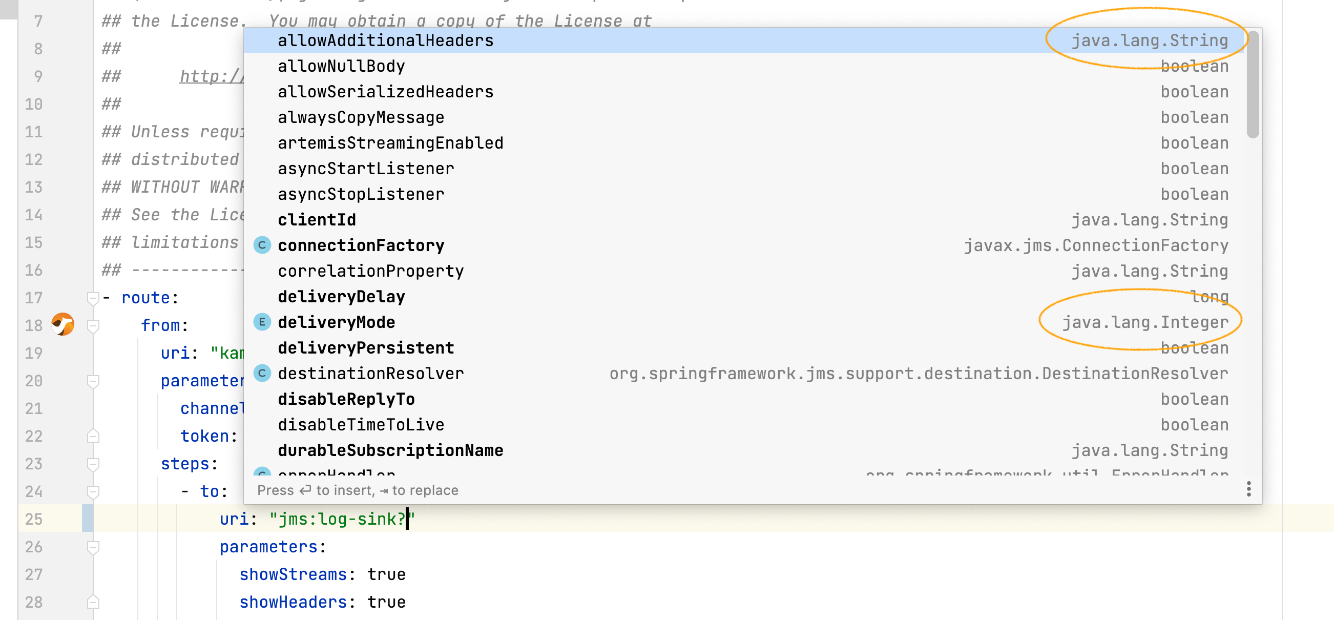 Code Assistance Use string instead of java.lang.String · Issue 719 · cameltooling/camelidea