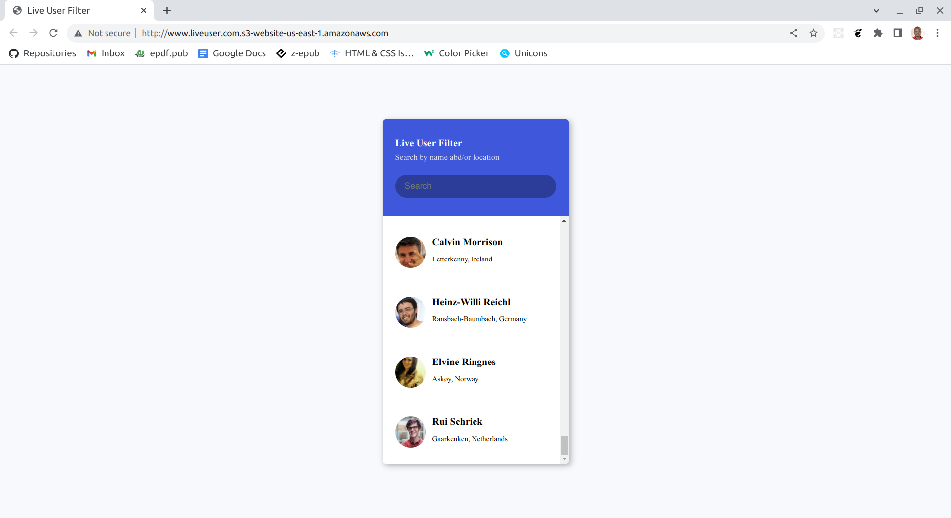 GitHub - maxwelbarno/live-user-filter: Live user filter using HTML, CSS ...