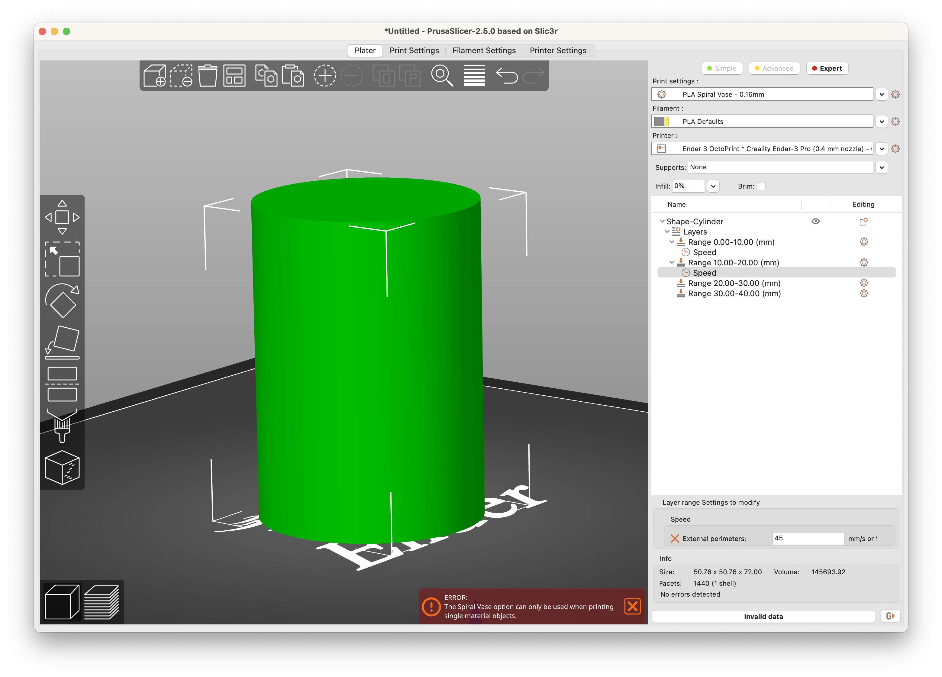 Enable Height Range Modifiers In Vase Mode about Prusa3d prusaslicer 