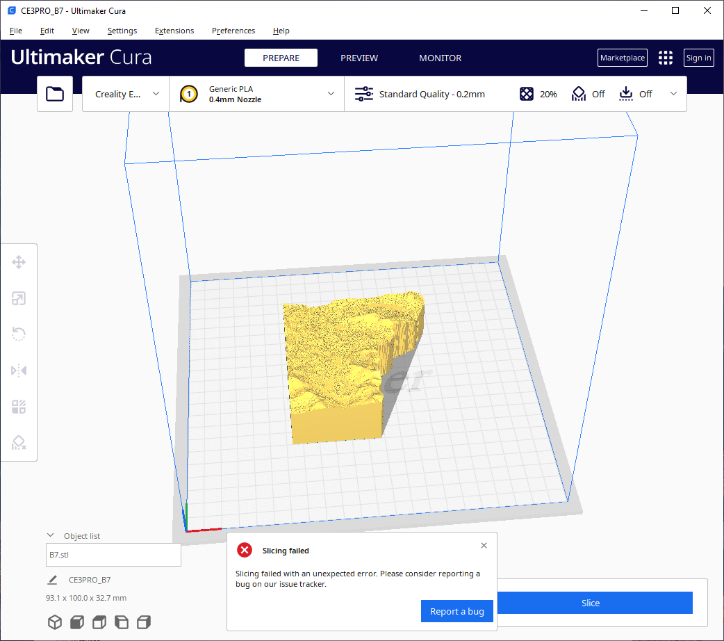 Slicing failed with an unexpected error. · Issue #14378 · Ultimaker ...