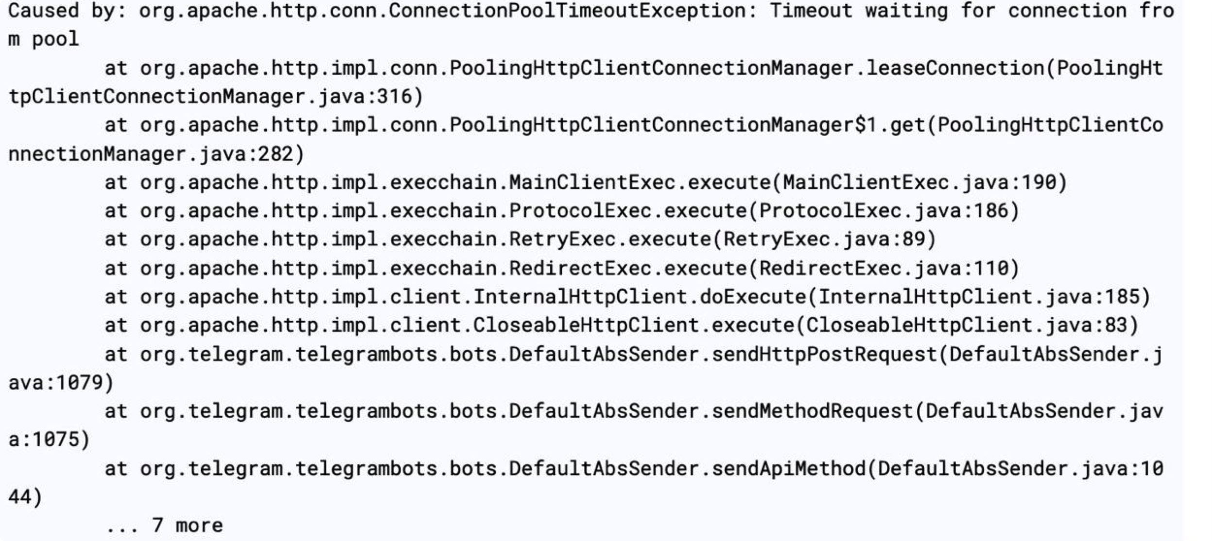 After running the bot for some time, it will throw httpclient timeout ...
