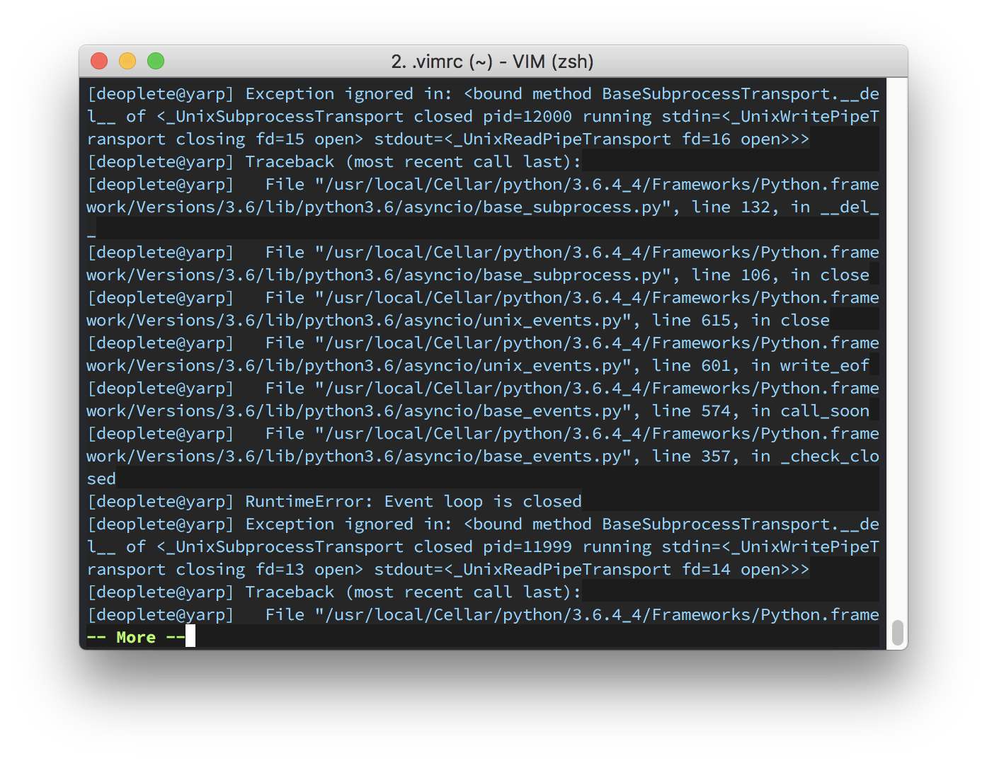 RuntimeError: Event loop is closed issue · Issue #692 · Shougo/deoplete ...