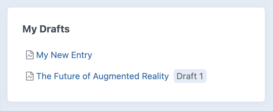 The new “My Drafts” widget