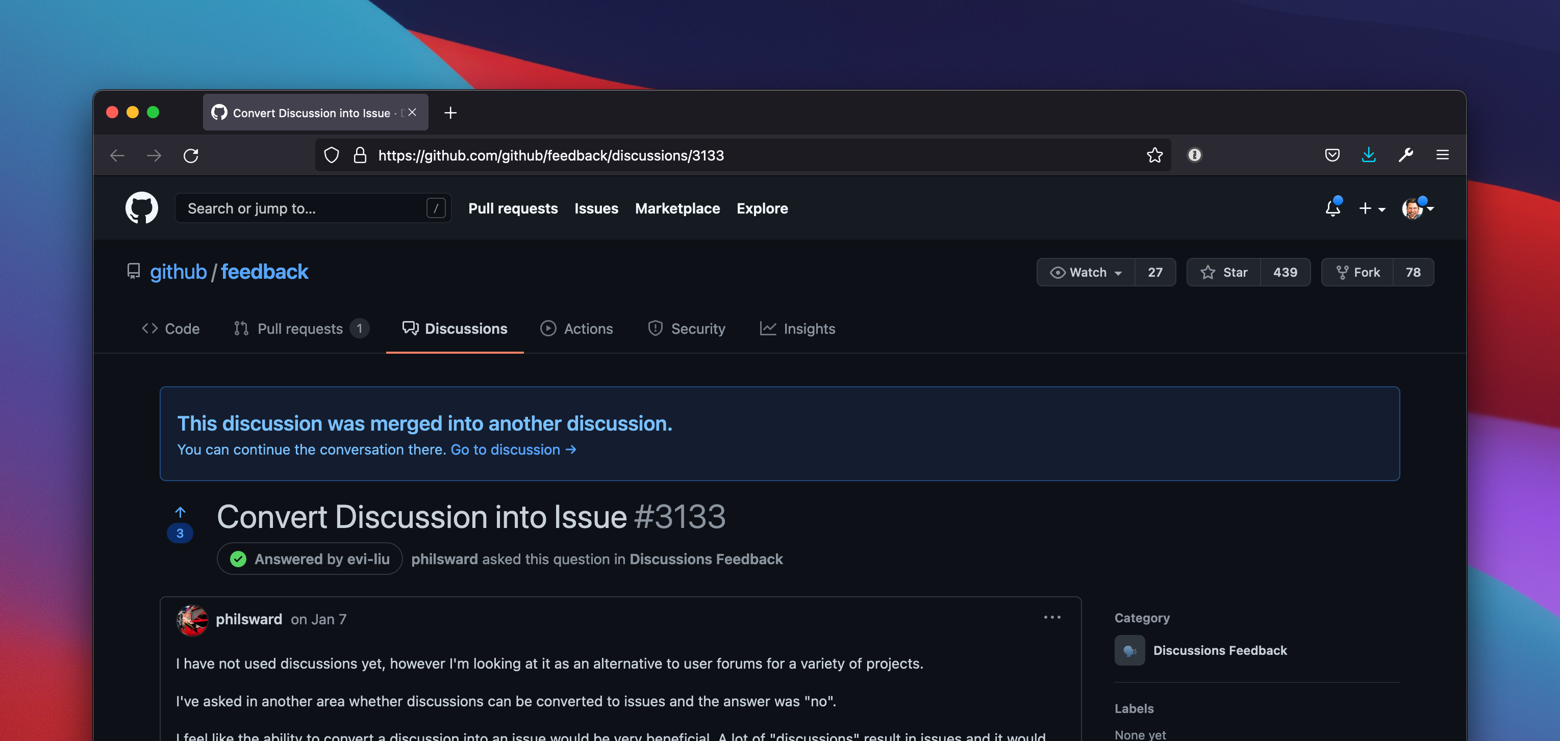 Ability to merge discussions · community · Discussion #5138 · GitHub