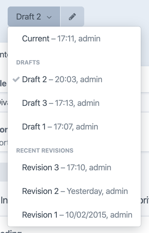 The entry revision menu changes coming in Craft 3.4.15