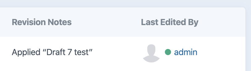 An entry index table showing Revision Notes and Last Edited By columns