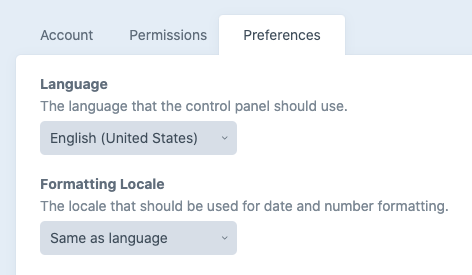 A user’s Language and Formatting Locale preferences