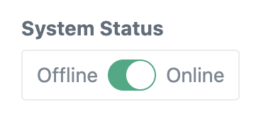 The “System Status” setting with “Offline” and “Offline” labels