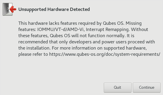 qubes unsupported hardware