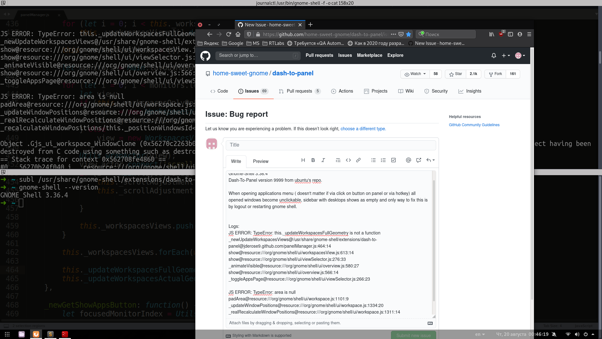 [BUG] Applications list seems to be broken in Ubuntu 20.04 · Issue ...