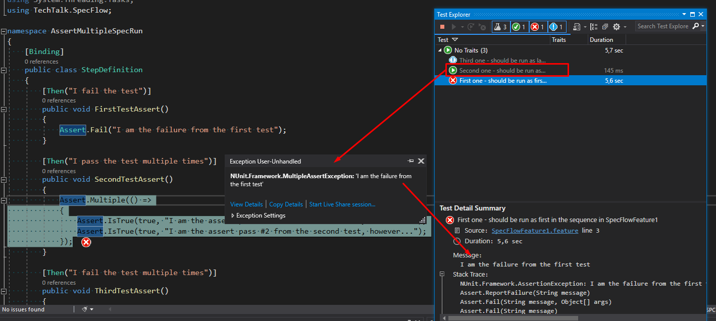 [Specflow+Runner + NUnit] Assert multiple accumulates failures from
