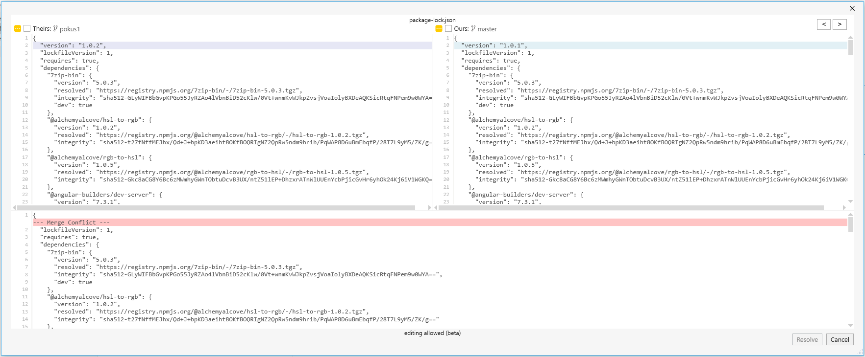 [Bug] Resolving long conflict file deletes the end of file · Issue #819 ...