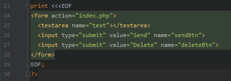 HTML inside PHP Print not syntax highlighted, simply treated as string ...