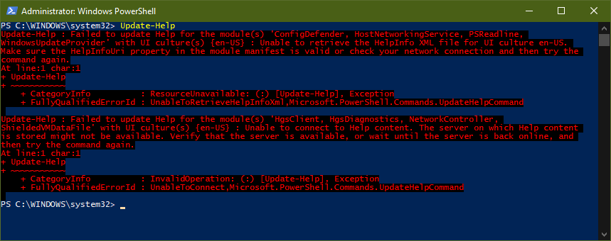 Update-Help in Powershell 5.1 Fails · Issue #2285 · PowerShell ...