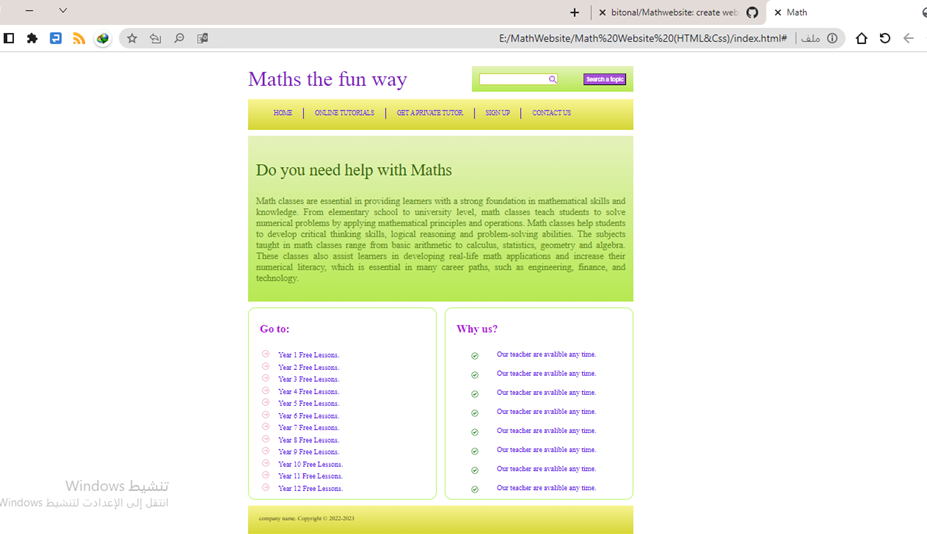 GitHub - bitonal/Mathwebsite: create website using HTML plus CSS -tutor ...