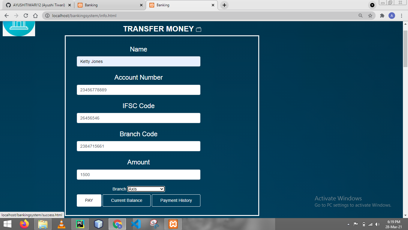 Update Bank Balance Html Code GitHub - AYUSHITIWARI12/Banking-system: Net-Banking (PHP,JS,HTML,CSS ...