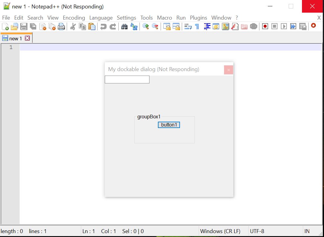 Notepad++ freezes and goes into loop at callback focusWndProc() of
