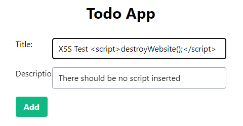 XSS is possible · Issue #13 · CiscoZulfikar/CoveToDoApp · GitHub