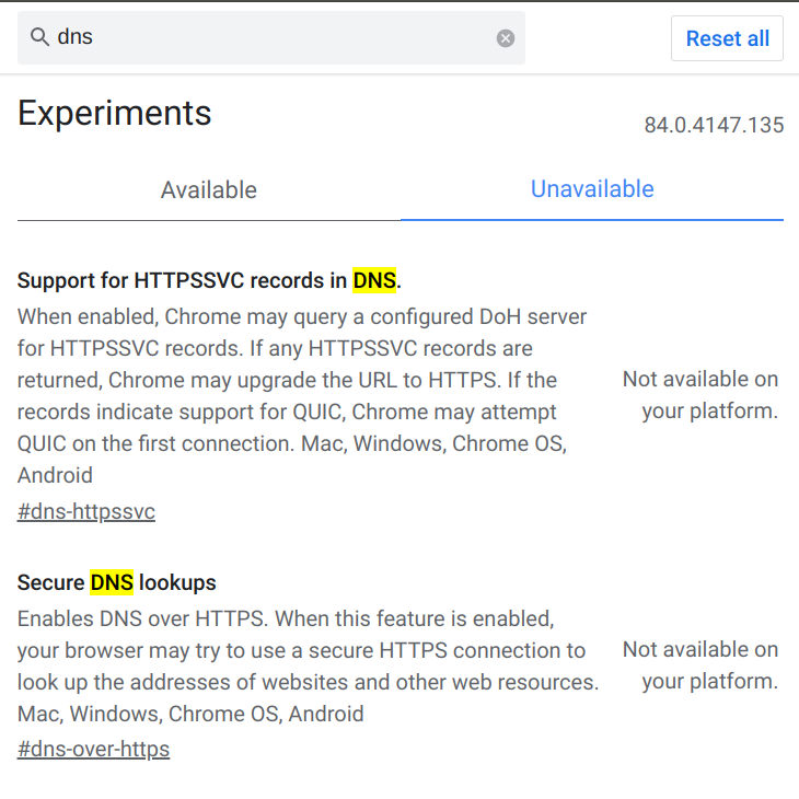 Chrome DNS over HTTPS