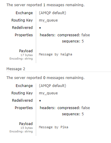 pika + haigha messages