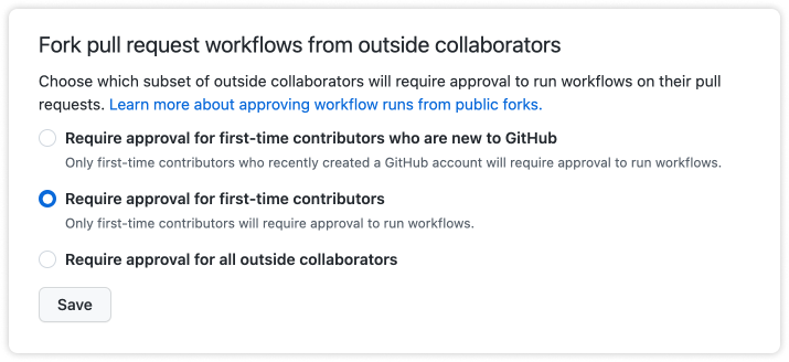 Fork pull request workflows from outside collaborators