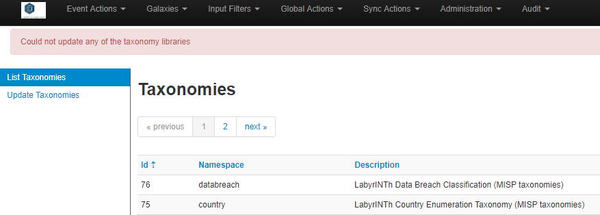 Custom Taxonomy Not Being Recognized · Issue #4282 · MISP/MISP · GitHub
