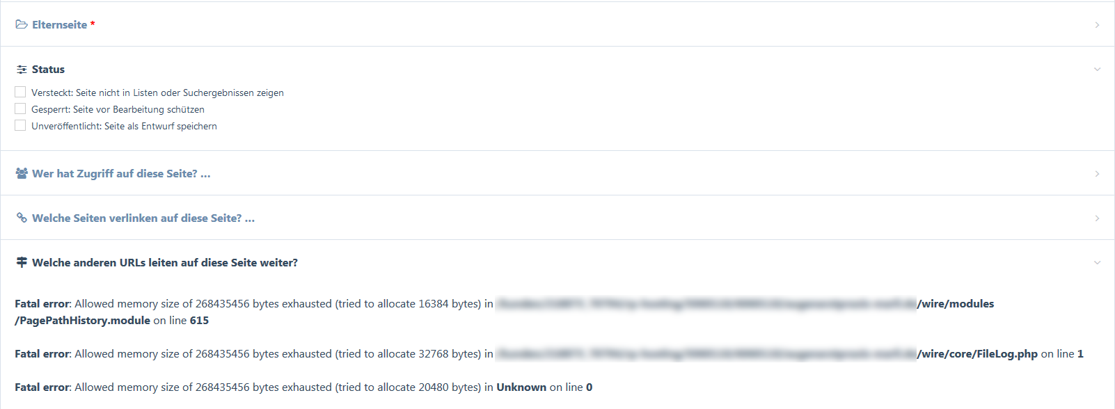 Too Many Urls Too many entries in
