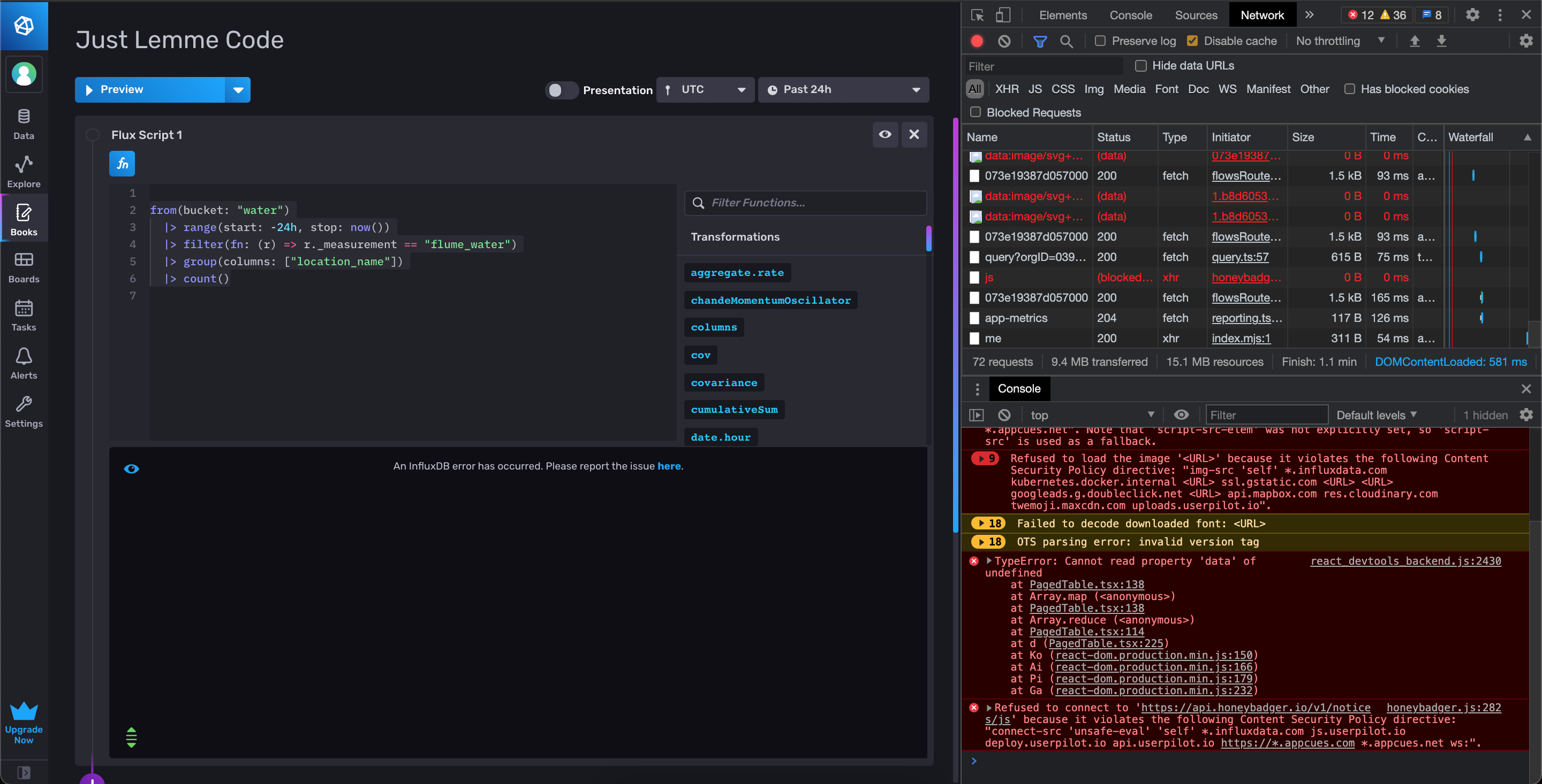 Notebooks: Flux script with without _measurement and _field breaks ...