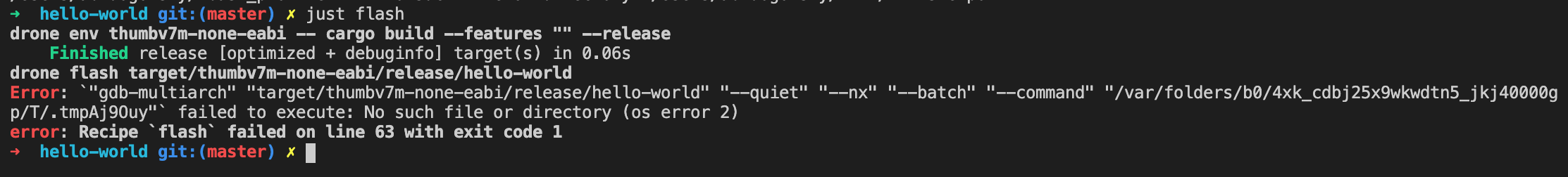 Fail to flash hello-world project · Issue #9 · drone-os/drone-core · GitHub