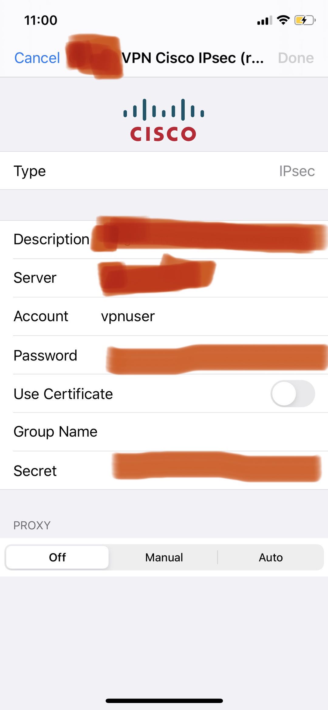 connecting to VPN through Cisco IPsec is not working on IPhone XS with ...