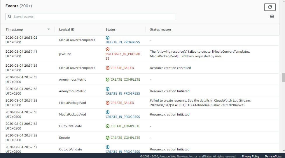 Video on Demand on AWS cloudformation template failed to create · Issue ...
