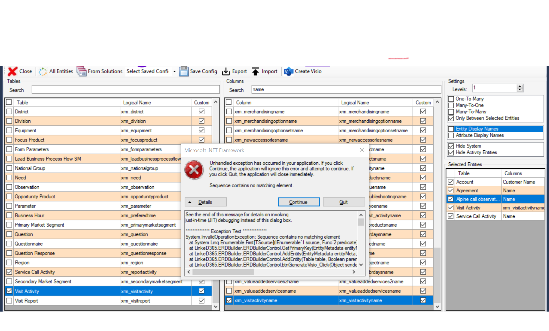 Tool fails with sequence contains no matching elements issue 27