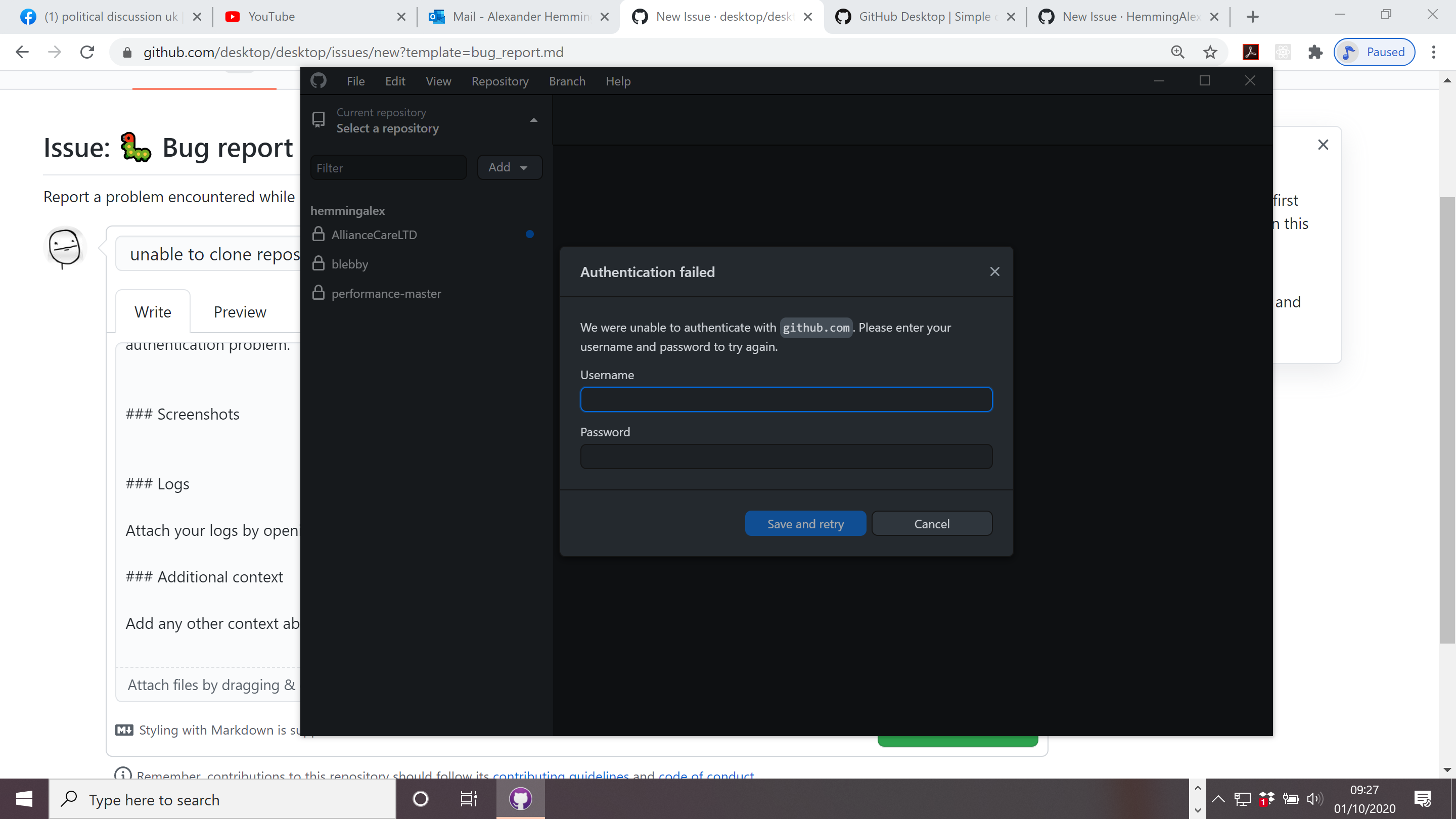 unable to clone repository · Issue #10696 · desktop/desktop · GitHub