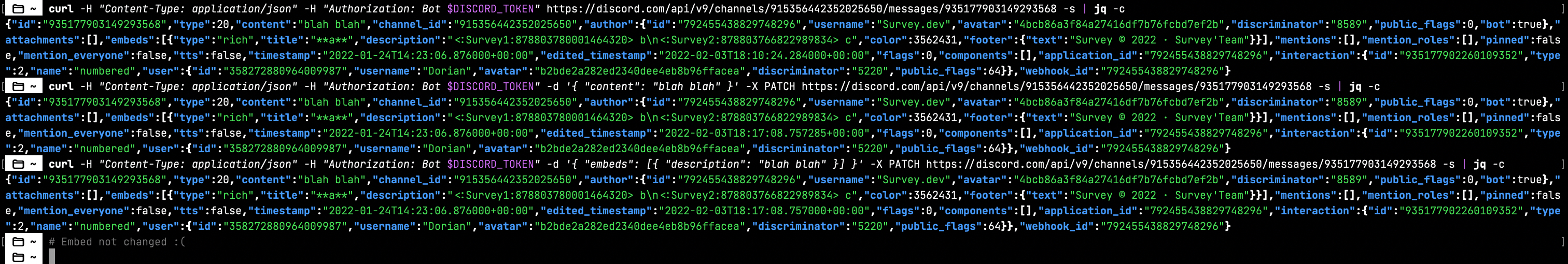 shell output