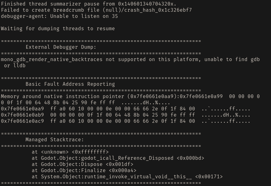 Game (in debug ran form the editor) crashing all of the sudden · Issue ...