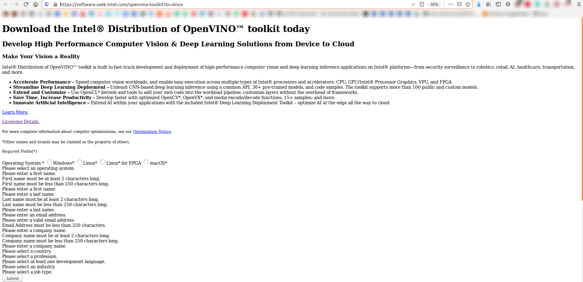Register and download link doesn't work on OpenVino · Issue #312 ...