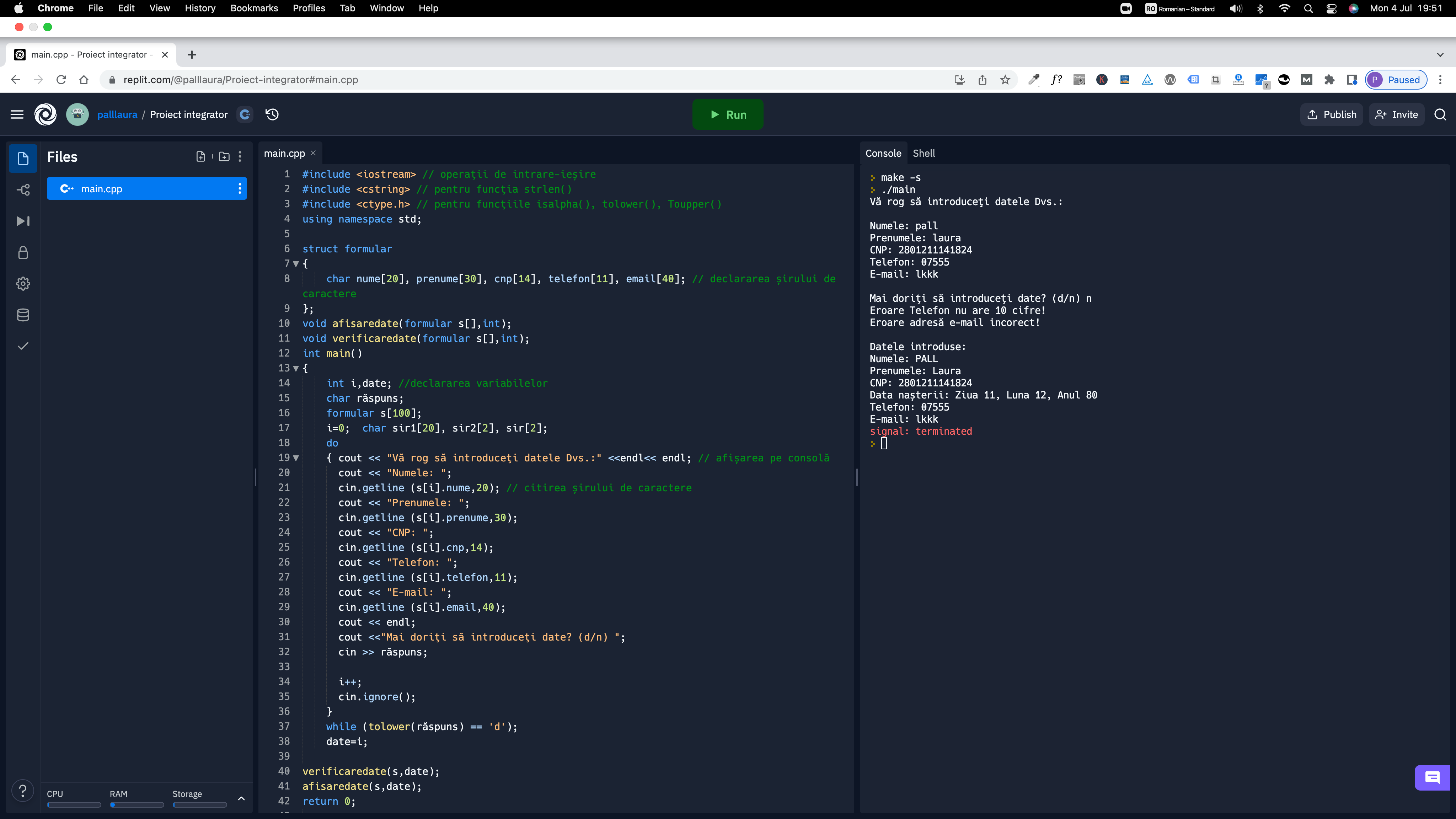 GitHub laurapall/FormValidationConsoleApplication A console application in C++ using Repl