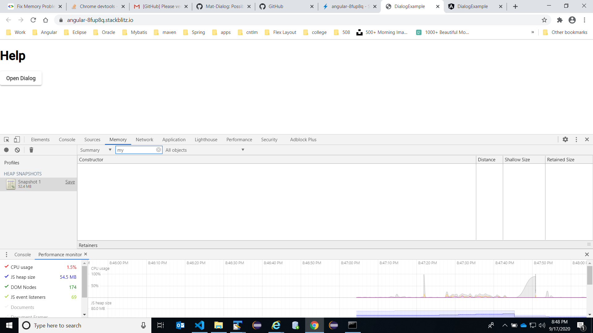 Mat-Dialog: Possible memory leak when dialog includes textarea, input ...