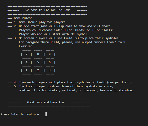 GitHub - OpheliaGeek/TicTacToeGame: Simple TicTacToe game without GUI